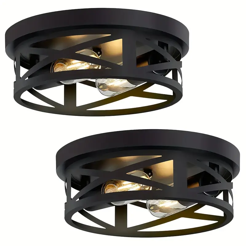 2 Piezas, Luces de Techo Inclinadas Negras, E26 (10,63 Pulgadas)