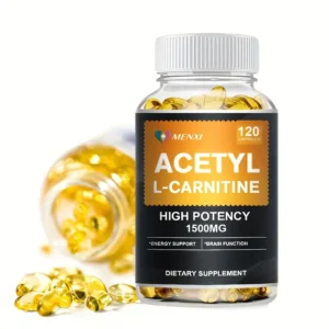 Acetil-L-Carnitina 1500mg Alta Potencia 120 Cápsulas Suplemento de Producción de Energía
