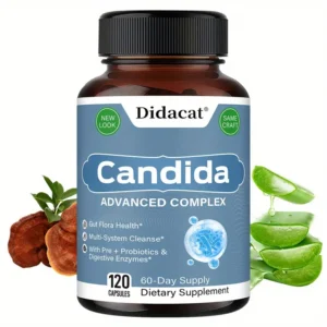 Complejo Avanzado Candida - Contiene Probióticos, Prebióticos y Enzimas Digestivas - Equilibrio de Flora Intestinal - 120 Cápsulas