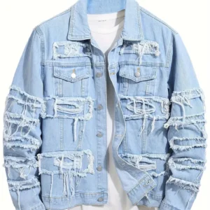 Chaqueta vaquera rasgada para hombre