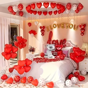 Juego de 54 globos de aluminio grandes de 40 pulgadas en color rosa rojo con helio