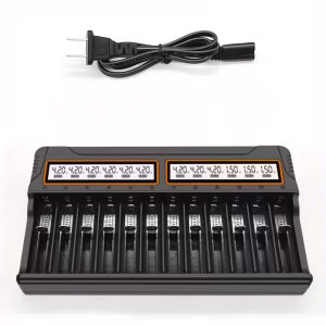 Cargador de baterías recargables, cargador de baterías de 12 ranuras