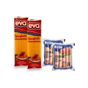 Espaguetis + Salchichas de pollo