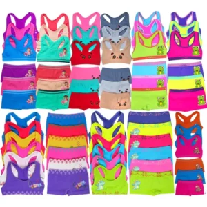 ToBeInStyle Chicas Paquete de 6 conjuntos de sostenes de entrenamiento y fondos a juego