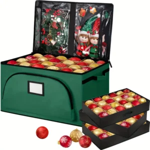 Organizador de adornos navideños de primera calidad de gran capacidad para hasta 72 adornos de 4 pulgadas