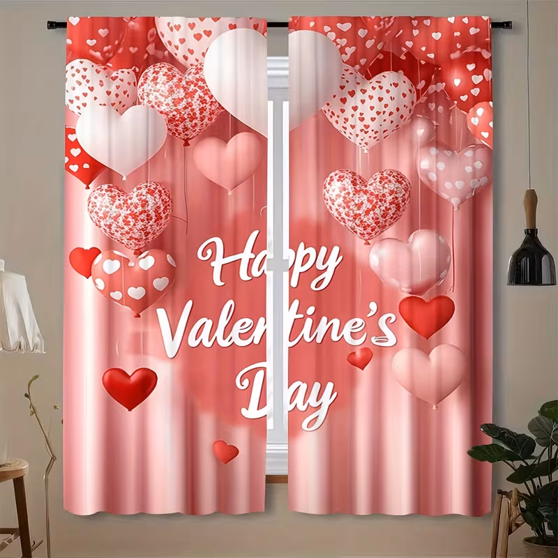 Piezas de 2 cortinas románticas para el Día de San Valentín