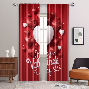 Cortinas de ventana de fiesta rojas 'LOVE'