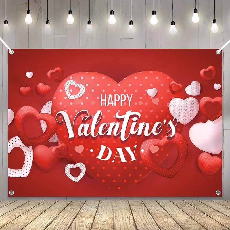 Banner de Feliz Día de San Valentín, fondo decorativo para fiestas