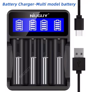 Cargador de baterías inteligente de 4 ranuras NIUGUYV