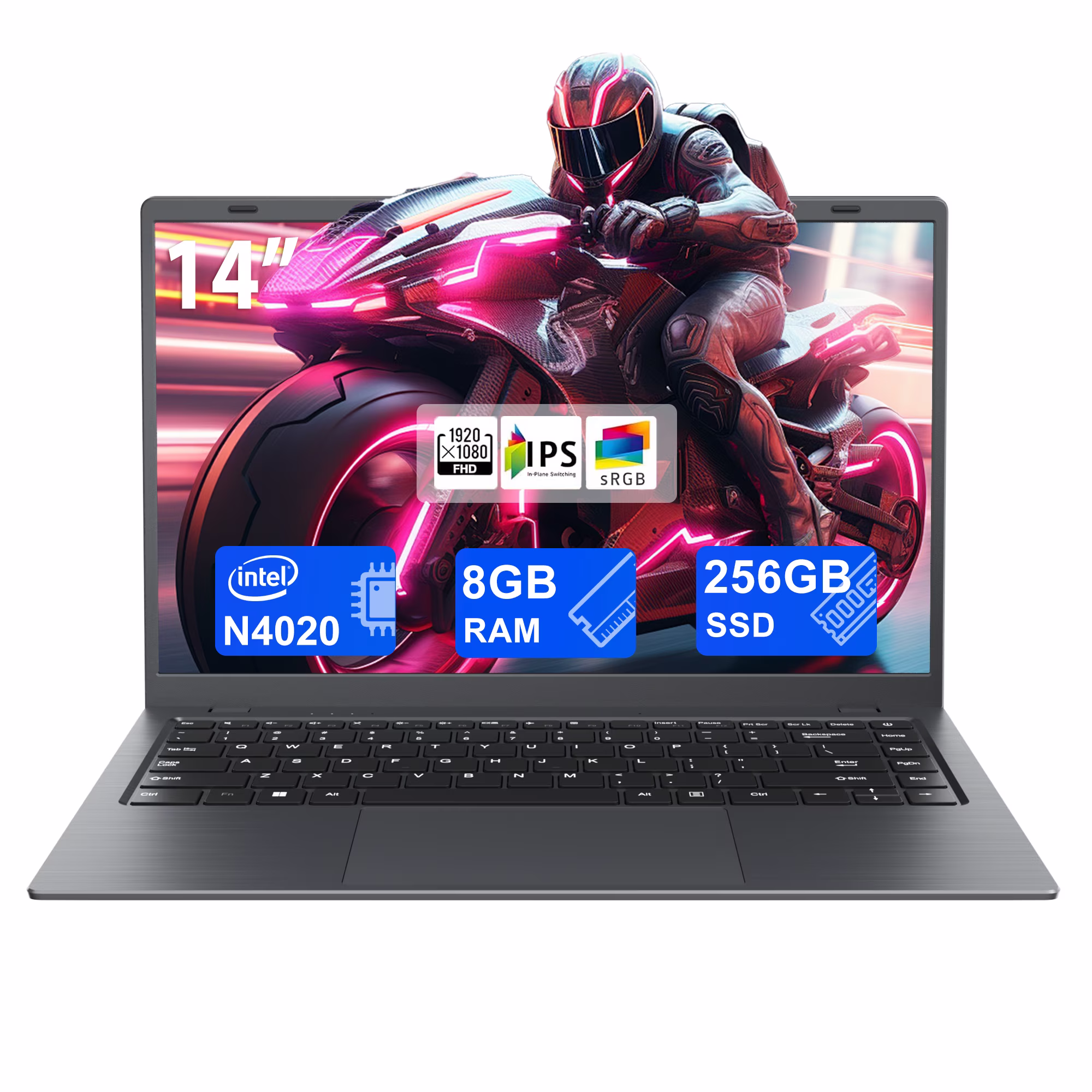 RNRUO Portátiles de 14 Pulgadas Nueva Laptop Intel Celeron N4020 hasta 2.6Ghz 8GB RAM 256GB ROM Netbook