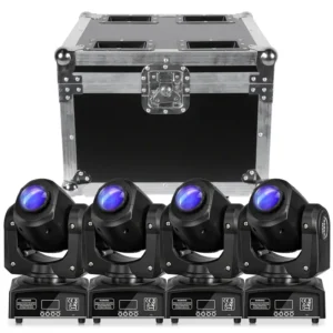 4pcs Luces LED Negras de Cabeza Móvil con Activación por Sonido, 8 Patrones y Control DMX