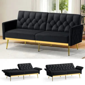 Sofá cama de terciopelo ACMEASE con brazos y respaldos ajustables