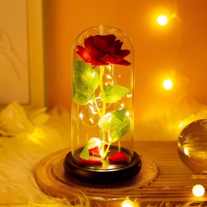 Rosa Mágica Eterna Lámpara de Flor Artificial con Luces