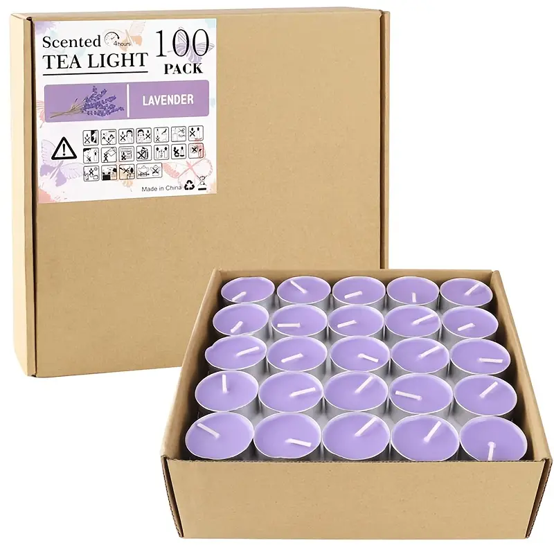 Paquete de 100 piezas de Cera de Té con Aroma a Lavanda de 4 Hora
