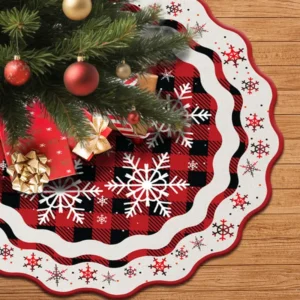 Falda de Árbol de Navidad Elegante con Diseño de Copo de Nieve y Decoración de Base