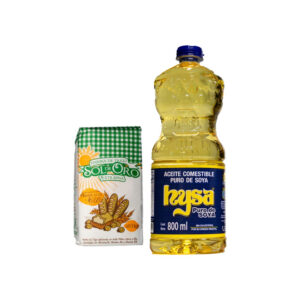 Harina de trigo Sol de Oro (1 kg / 2. 2 lb) + Aceite comestible puro de soya Hysa (800 ml)