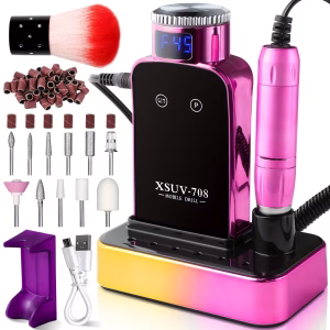 Torno Eléctrico para Uñas, 45000RPM Lima de Uñas Profesional Inalámbrica Recargable