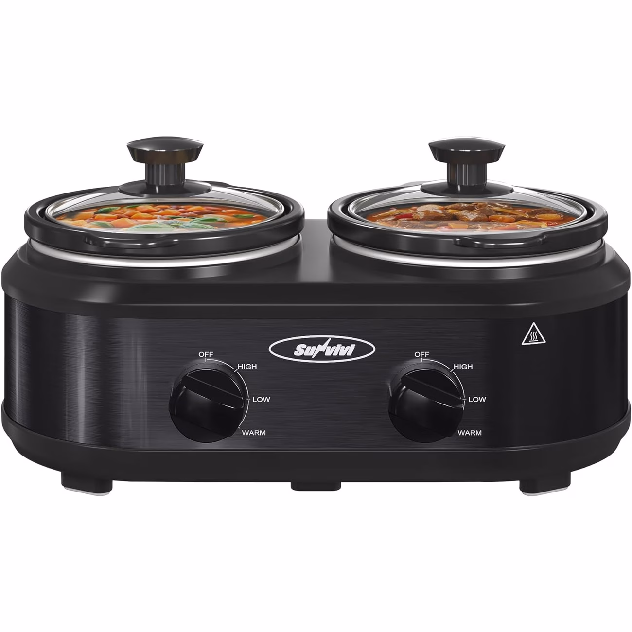 Ollas Manuales Dobles con Temperatura Ajustable y Recipiente Cerámico Extraíble