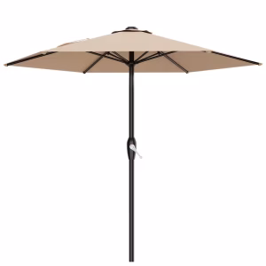 Sombrilla de 7.5' para patio exterior, sombrilla de mercado para piscina con 6 varillas de fibra de vidrio