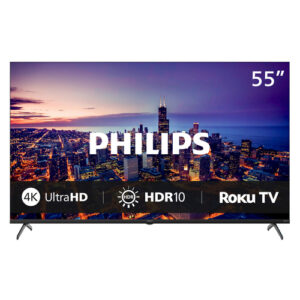 Televisor philips de 55" Smart tv Roku Serie 6000 4K UltraHD hdr